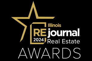 Logo for the 2024 Illinois Real Estate Awards by REjournal, featuring a gold star and text on a black background.